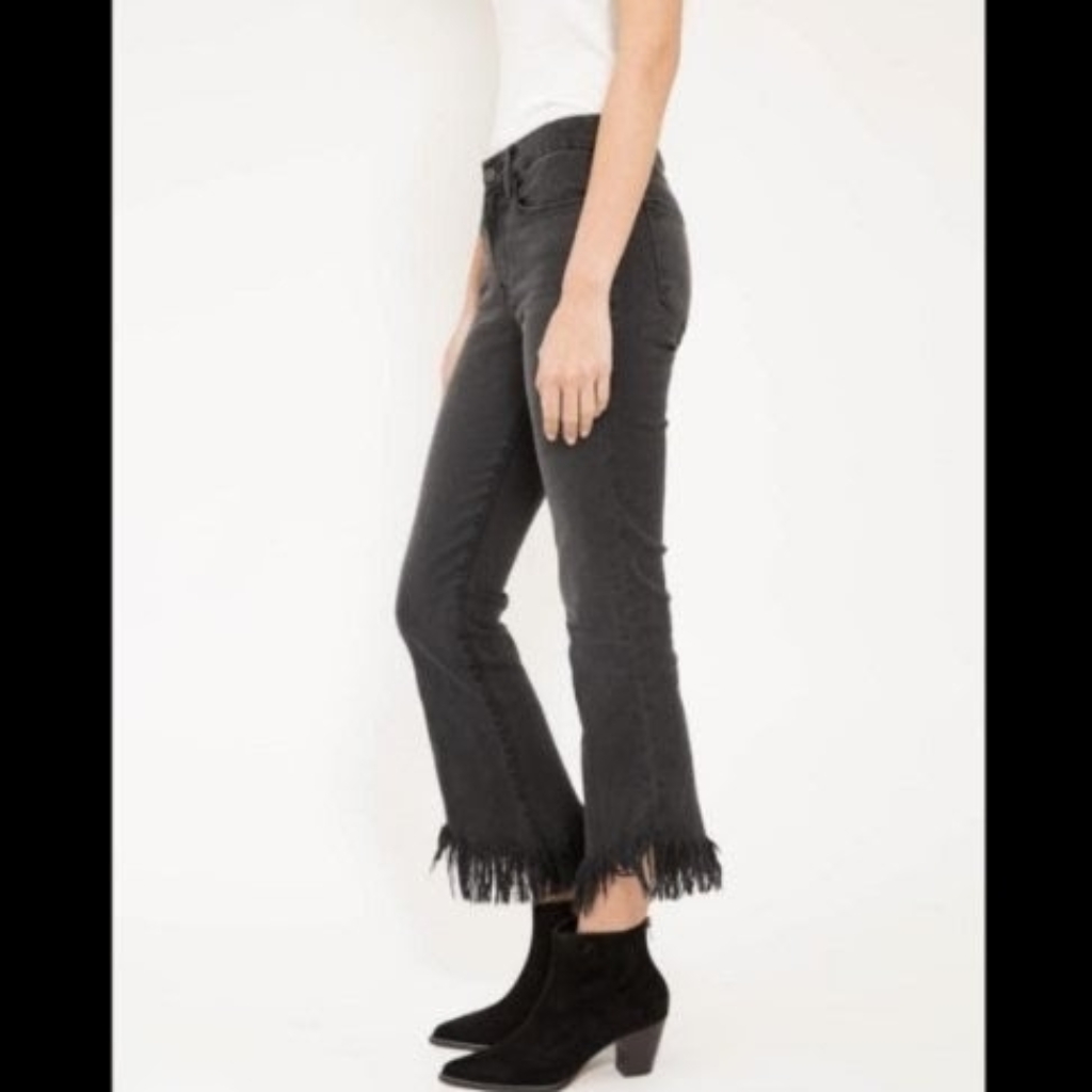 Frame Denim Le Crop Mini Boot Shredded Hem Jeans Fox Park 27